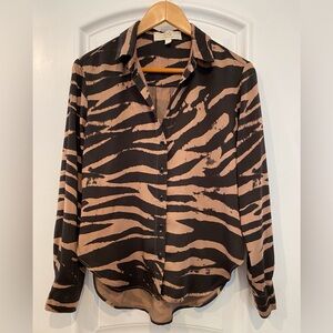 Cloth & Stone Zebra Print Blouse - Black and Tan